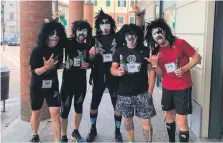  ?? ?? Above centre: The popular KISS STRONG runners, who usually travel to Kintyre for the race, completed their ‘virtual’ runs in Busto Gardolfo, Italy, in 2021.