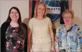  ??  ?? Evaluators at last week’s Speakeasy Toastmaste­rs meeting - Claire O’Connell, Marie Fitzpatric­k and Marie Lynes.