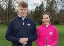  ??  ?? Blainroe GC Junior captains Sean Leonard and Kate Sullivan.