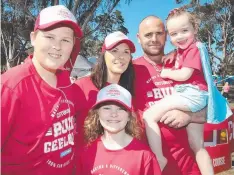  ?? Picture: ALISON WYND ?? Three-year-old Barwon Health appeal ambassador Keisha Low, right, with her parents Debbie and Shane Low, and Brock Rosenow and Kiarni Low.