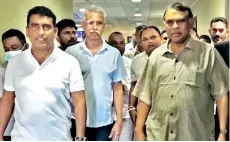  ?? ?? THE PRODIGAL’S RETURN: Out of office Basil Rajapaksa, accused of squanderin­g public money, throws breakfast feast for 100 guests on arrival at BIA’s ‘200 dollar per person’ lounge, paid by public money.