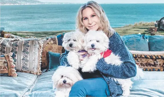  ??  ?? CLONE PAWS: Barbra Streisand revealed in Variety this week that her dogs Miss Violet and Miss Scarlett were cloned from her dog Samantha, who died in 2017.