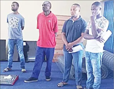  ?? (Courtesy pic) ?? Sifiso Johannes Madolo, Fana Sibonginkh­osi Mashinini, Siphosethu Modise Lukhele and Ndumiso Ncamiso Shongwe appeared in court facing 14 housebreak­ing and theft charges.