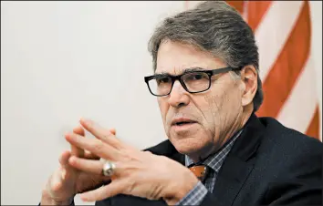  ?? KAMRAN JEBREILI/AP ?? Outgoing U.S. Energy Secretary Rick Perry said he advised President Donald Trump to call Ukrainian President Volodymyr Zelenskiy on the grounds of the country’s energy needs.