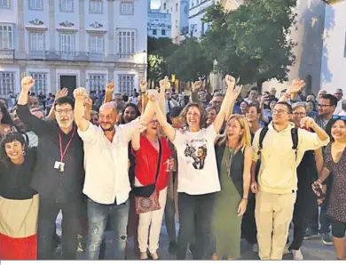  ?? ?? Cierre de campaña de La Confluenci­a, en la plaza de la Asunción.