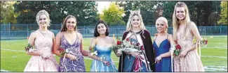  ??  ?? Gentry senior maids
pose together for a photo following the homecoming ceremony. The seniors are Norman, Reid, Harlan, Anderson, Capps and Megan McCollum.