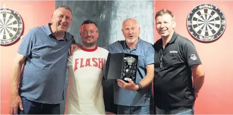  ??  ?? The Birchfield ‘A’ team celebrate winning the Mill Brow SC Cup last Friday evening.