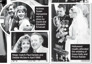  ??  ?? Actress Susan Hampshire wore a dress by David and Elizabeth Emanuel
Magic match: Paul Daniels and Debbie McGee in April 1988