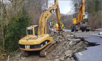  ?? Photo courtesy of Kerry County Council. ?? Structural works began last week on the R569, where a riverbank collapse caused damage that will result in the road being closed for weeks.