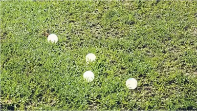  ?? Picture: SNS. ?? Fake eyeballs lie on the pitch at East End Park after being thrown from members of the crowd in a game between Dunfermlin­e and Falkirk.