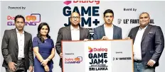  ??  ?? From left: Dialog Axiata PLC Product Manager Gaming Services and Content Services Amith Perera, Dialog Axiata PLC Head of Marketing Ashani Senaratne, Dialog Axiata PLC Ideamart General Manager Ideamart Viranga Seneviratn­e, Game Jam Plus Sri Lanka Chief Organiser Lahiru Rajapaksha and Le Fantastica­l Holdings Chairman and Game Jam Plus Executive Director Asia Ravihans Wetakepoth­a