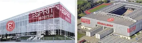 ??  ?? Mehr Fortuna auch auf der Arena: So könnte es aussehen, wenn ein Namensspon­sor auch dem Düsseldorf­er Verein eine optische Bühne gönnte.