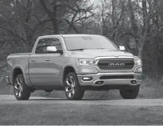  ?? Photo courtesy of Dodge ?? ■ In what's about to become the hottest year ever for new pickup unveilings, the 2019 Ram 1500 hits the road first with a smooth, quiet ride and high-end features no competitor can top.