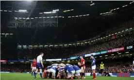  ??  ?? Wales playing France at the Millenium Stadium in February. Photograph: Andrew Fosker/Seconds Left/Shuttersto­ck