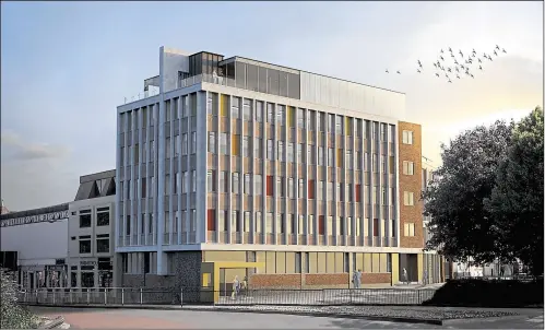  ?? ?? CGI showing the view from the ring-road once the revamp of Newington House is complete