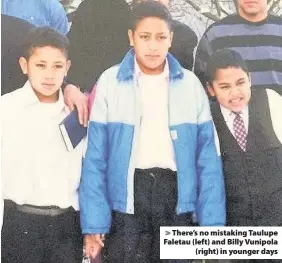  ??  ?? > There’s no mistaking Taulupe Faletau (left) and Billy Vunipola (right) in younger days