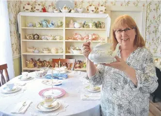  ?? SHARON MONTGOMERY-DUPE • CAPE BRETON POST ?? Donna Cooper of Whitney Pier opened Elegant Afternoon Tea where people bring the food and she’ll provide vintage china settings for up to six people for any occasion. Cooper said the idea is to provide an intimate setting for get-togethers with friends and family.