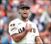  ?? KARL MONDON — BAY AREA NEWS GROUP ?? San Francisco Giants closer Camilo Doval may have a chance to break the team's saves record of 48.