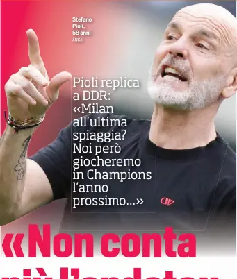  ?? ANSA ?? Stefano Pioli, 58 anni