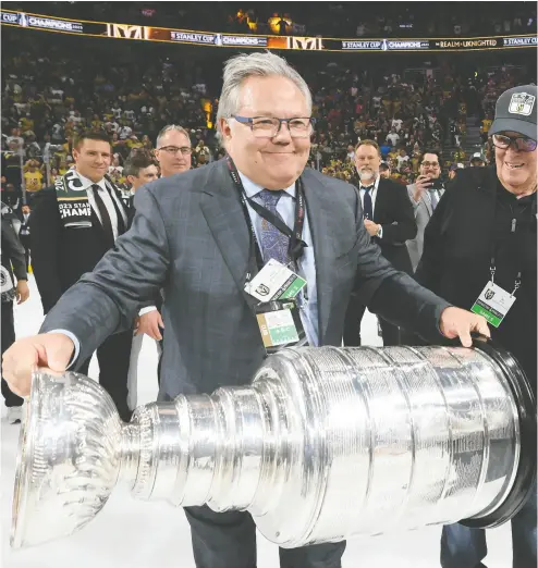  ?? BRUCE BENNETT / GETTY IMAGES FILES ?? The work that elevated Kelly Mccrimmon to his spot as the smartest, brightest, most accomplish­ed general manager
in all of hockey with the Vegas Golden Knights has become the envy of everyone in hockey, writes Steve Simmons.