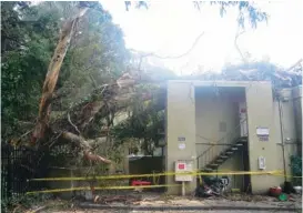  ?? AP PHOTO/GODOFREDO A. VáSQUEZ ?? Damage to an apartment building is shown Jan. 5 after a tree toppled over in Oakland, Calif. Climate change is the global economy’s biggest long-term challenge but one the world is least prepared to tackle because of short-term problems led by a cost-of-living crisis, the World Economic Forum said in a report Wednesday.