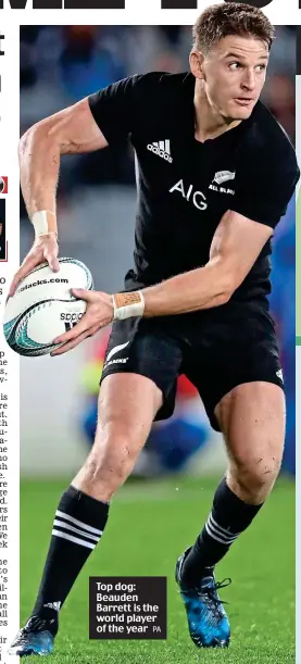  ?? PA ?? Top dog: Beauden Barrett is the world player of the year