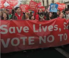  ??  ?? A demonstrat­ion in Dublin to keep the 8th amendment.