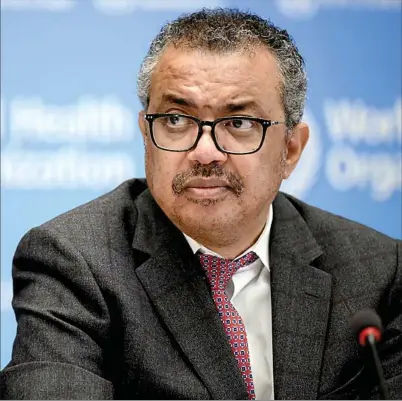  ?? REUTERS ?? Tedros Adhanom, director general de la Organizaci­ón Mundial de la Salud (OMS).