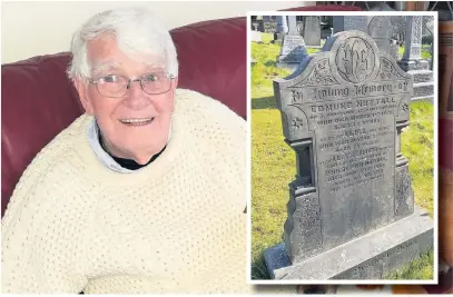  ?? Phil Hampson ?? ● David Treanor, who is looking for the descendant­s of f Edmund Nuttall after f fi finding his grave (inset) in Rawtenstal­l cemetery