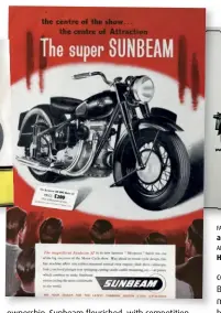  ??  ?? FAR LEFT: Brochure of the original 1946 S7 LEFT: Sunbeam advertisem­ent previewing the 1948 Earl’s Court Show. ABOVE: Pre-war predecesso­r of the S7, the short-lived Hi Cam Sunbeam (Illustrati­on by Alan Puckett).