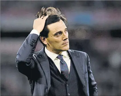  ?? FOTO: EFE ?? Vincenzo Montella, técnico del Sevilla, durante el partido de ayer en el que el Sevilla no pudo lograr la proeza de la remontada