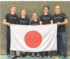  ?? FOTO: PRIVAT ?? Vincent Vossieg (von links), Charlotte Baden, Tom Seiffert und Erik Fiedler waren auserwählt, in Tokio 2020 am Olympia-Jugendcamp „Be United“des Landesspor­tbundes teilzunehm­en.