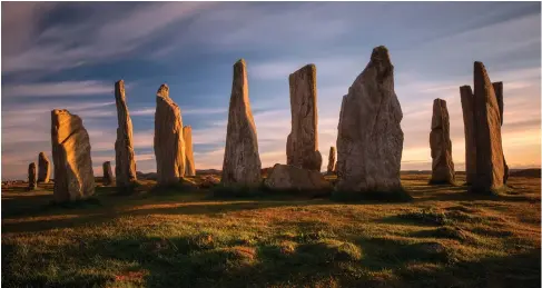  ??  ?? Pictured: Calanais stones in sunset light, Lewis, Scotland