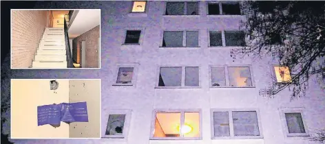  ?? FOTOS: PATRICK SCHÜLLER ?? In diesem Neusser Mehrfamili­enhaus soll der Zugriff des Spezialein­satzkomman­dos erfolgt sein.