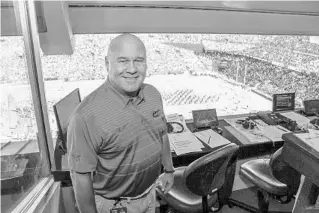  ?? COURTESY OF COURTNEY CULBREATH/UAA ?? Longtime voice of the Gators Mick Hubert has been a fixture in the Florida Gators radio booth.