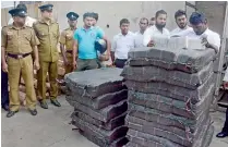  ??  ?? The haul of 800 kg of cocaine that was detected in the raid onboard the vessel Fabiola. Pic by Gayan Amaraseker­a