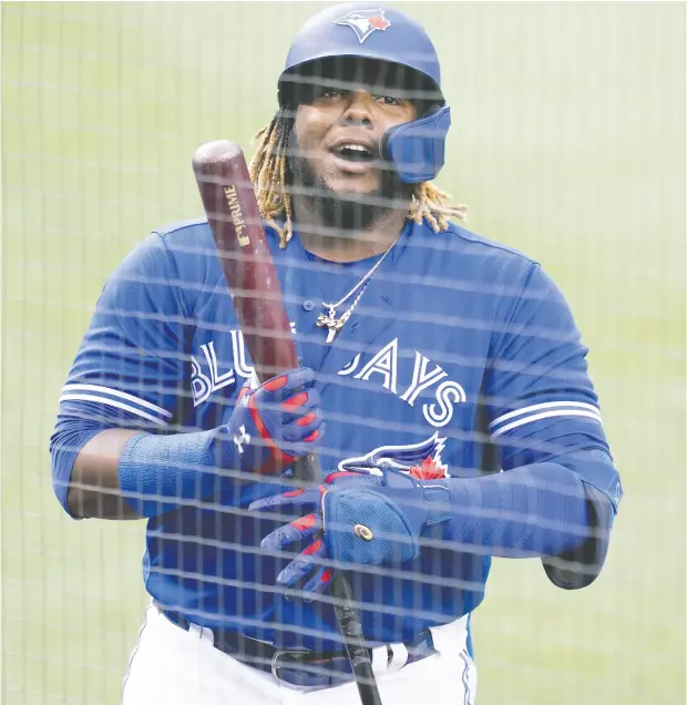  ?? MARK BLINCH / GETTY IMAGES ?? Toronto Blue Jays manager says Vladimir Guerrero Jr., pictured, was an option for first base “before we got shut down” in mid-march.