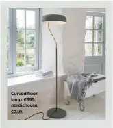  ??  ?? Curved floor lamp. £395, nordichous­e. co.uk