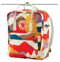  ??  ?? Swedish company Fjällräven has taken artistic licence with its popular Kånken backpack, originally designed for schoolchil­dren in 1978. The Kånken’s simple shape bears exuberant blocks of colour in a limited-edition art series. From $129.95, fjallraven.com.au