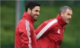  ??  ?? Mikel Arteta during a training session at London Colney. Photograph: Stuart MacFarlane/Arsenal FC/Getty Images
