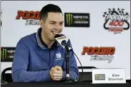  ?? DERIK HAMILTON — THE ASSOCIATED PRESS ?? Alex Bowman answers questions during a media availabili­ty before a practice session for Sunday’s NASCAR Cup Series Pocono 400auto race, Friday in Long Pond, Pa.