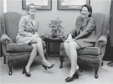  ?? FRANK GUNN/THE CANADIAN PRESS ?? Incoming Ontario premier Kathleen Wynne, left, meets with Alberta Premier Alison Redford at Queen’s Park Wednesday. The opposition is claiming that Wynne was involved in the decisions to cancel two energy projects to save Liberal seats.