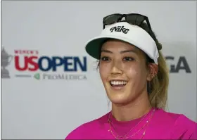  ?? AP PHOTO/CHRIS CARLSON, FILE ?? FILE - Michelle Wie West speaks during a news conference after a practice round for the U.S. Women’s Open golf tournament at the Pine Needles Lodge & Golf Club in Southern Pines, N.C. on Tuesday, May 31, 2022. Wie West has launched a video series in which she speaks to female athletes and their business investment­s.