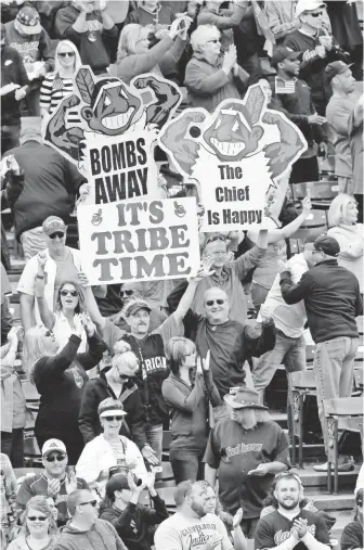  ?? DAVID RICHARD, USA TODAY SPORTS ?? Fans cheer after a game between the Indians and the Twins at Progressiv­e Field on Sept. 28 in Cleveland.