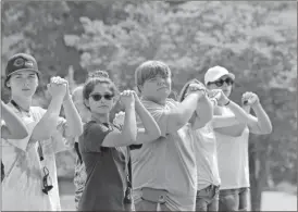  ?? Tyler Williams/ Standard Journal ?? The Cedartown High School marching band was busy during their summer camp on the campus learning a fiery new routine.