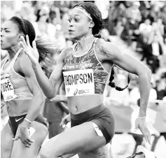  ??  ?? Thompson competes in the IAAF Athletics Diamond League meeting for the women’s 100m event at Charlety Stadium in Paris, France in this July 1 file photo. — Reuters photo