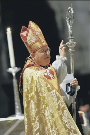  ?? PICTURE: SIMON HULME. ?? A SERVICE WITH A DIFFERENCE: A sombre Archbishop of York, the Most Rev Stephen Cottrell. His enthroneme­nt service was strictly ticketed, with many of his own family unable to attend.