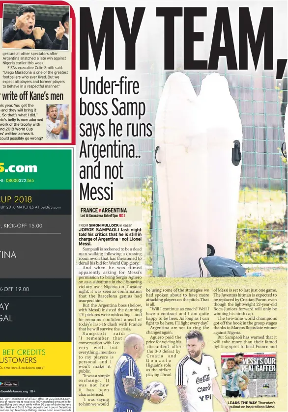  ??  ?? LEADS THE WAY Thursday’s pullout on inspiratio­nal Messi