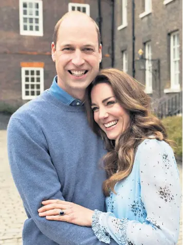  ??  ?? The Duke and Duchess of Cambridge have released a photograph showing them in an affectiona­te embrace at Kensington Palace to mark their 10th anniversar­y today. The image was taken by the renowned British photograph­er Chris Floyd.