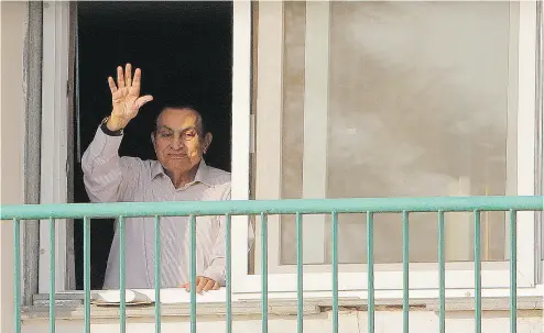  ?? AMR NABIL / THE ASSOCIATED PRESS FILES ?? Ousted Egyptian leader Hosni Mubarak, seen last year, was released Friday from a Cairo military hospital where he has been held since 2013. The 88-year-old was cleared by appeals court of any role in the deaths of Arab Spring protesters.